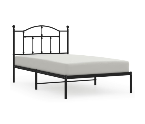 Estructura cama sin colchón con cabecero metal negro 100x190 cm