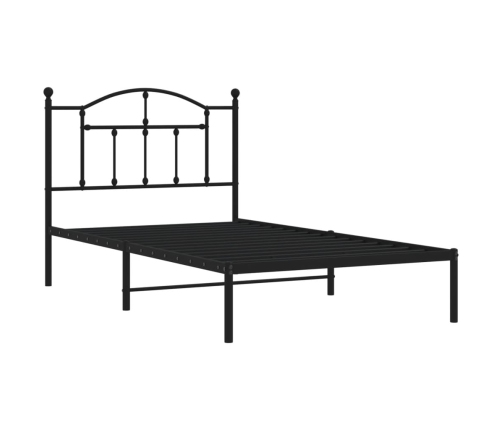 Estructura cama sin colchón con cabecero metal negro 100x190 cm