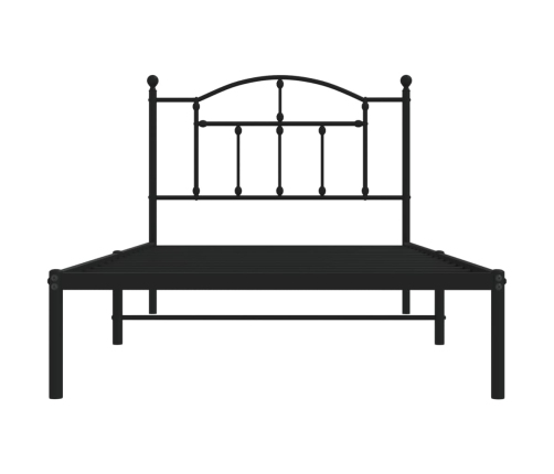 Estructura cama sin colchón con cabecero metal negro 100x190 cm