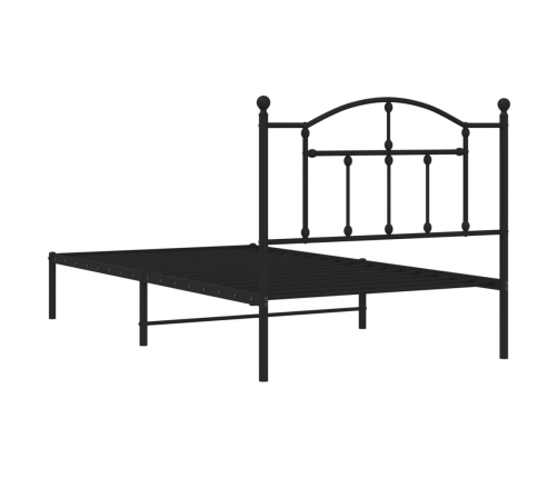 Estructura cama sin colchón con cabecero metal negro 100x190 cm