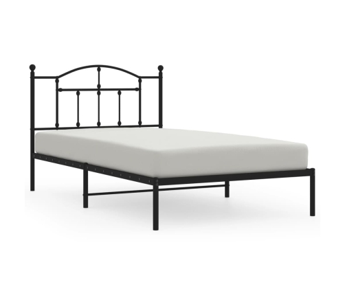 Estructura cama sin colchón con cabecero metal negro 107x203 cm