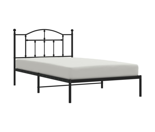 Estructura cama sin colchón con cabecero metal negro 107x203 cm