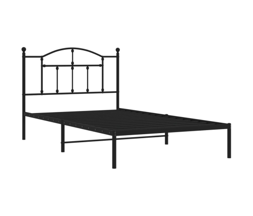 Estructura cama sin colchón con cabecero metal negro 107x203 cm