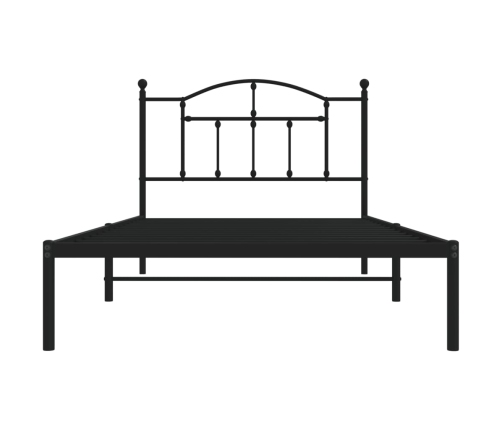 Estructura cama sin colchón con cabecero metal negro 107x203 cm