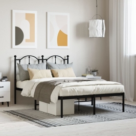 Estructura cama sin colchón con cabecero metal negro 120x200 cm