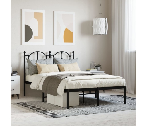 Estructura cama sin colchón con cabecero metal negro 120x200 cm