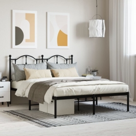 Estructura cama sin colchón con cabecero metal negro 140x200 cm