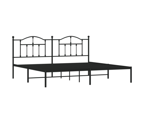 Estructura cama sin colchón con cabecero metal negro 200x200 cm