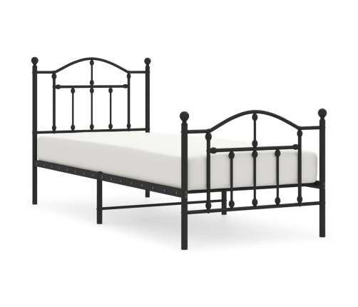 Estructura cama sin colchón con estribo metal negro 90x190 cm