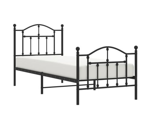 Estructura cama sin colchón con estribo metal negro 90x190 cm