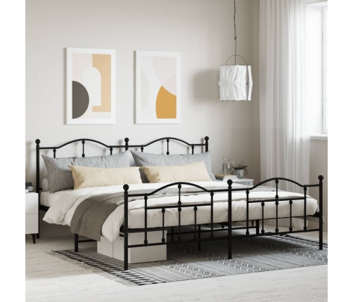 Estructura cama sin colchón con estribo metal negro 193x203 cm