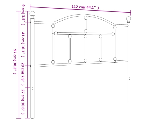 Cabecero de metal negro 107 cm