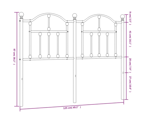 Cabecero de metal negro 120 cm