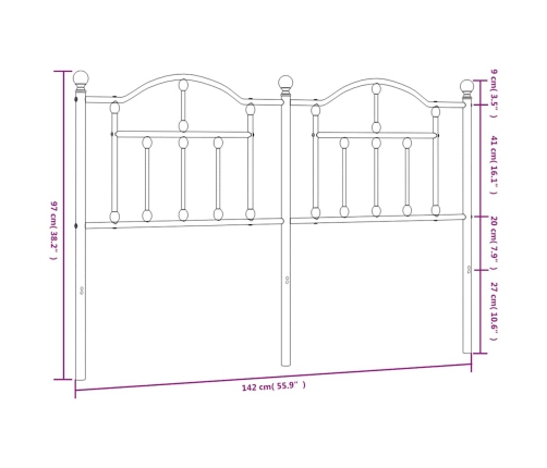 Cabecero de metal negro 135 cm