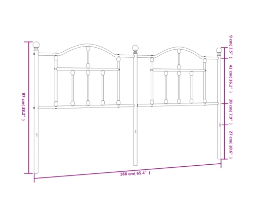 Cabecero de metal negro 160 cm