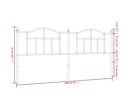 Cabecero de metal negro 193 cm