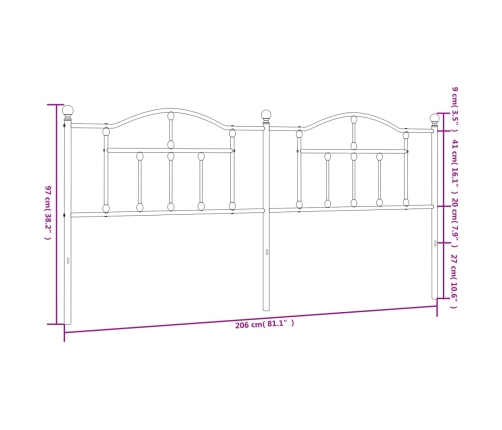 Cabecero de metal negro 200 cm