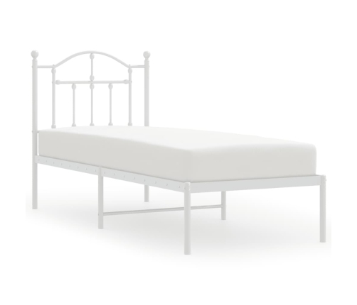 Estructura cama sin colchón con cabecero metal blanco 75x190 cm