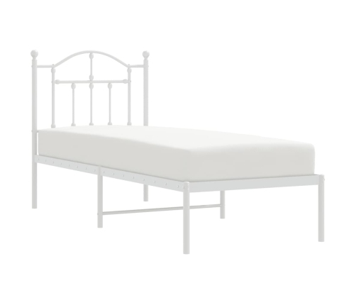 Estructura cama sin colchón con cabecero metal blanco 75x190 cm