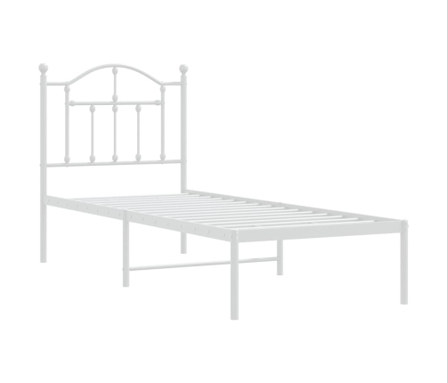 Estructura cama sin colchón con cabecero metal blanco 75x190 cm