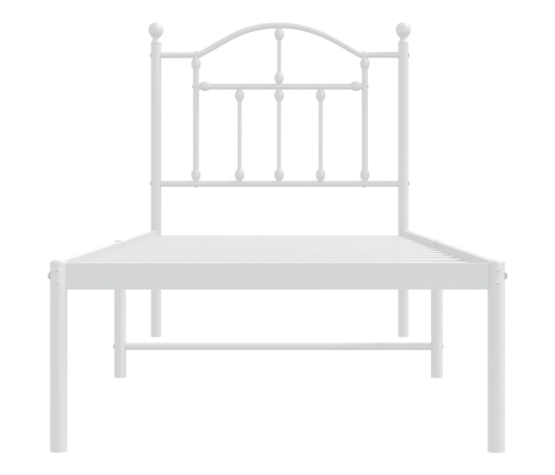 Estructura cama sin colchón con cabecero metal blanco 75x190 cm