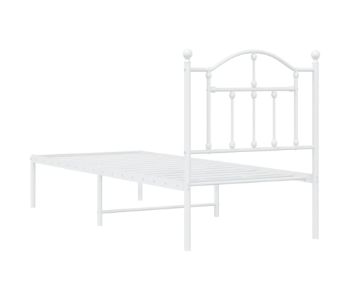 Estructura cama sin colchón con cabecero metal blanco 75x190 cm