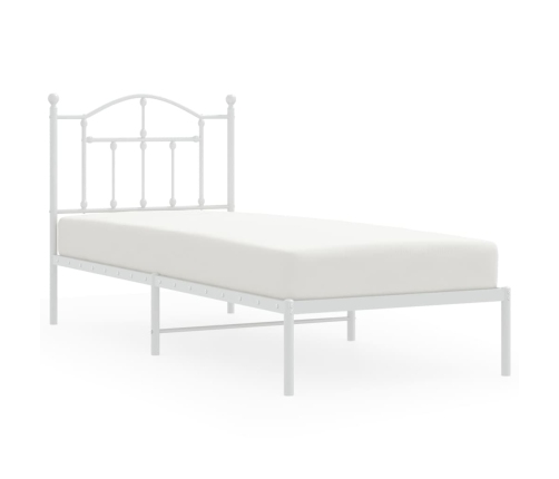 Estructura cama sin colchón con cabecero metal blanco 80x200 cm