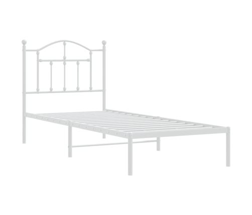 Estructura cama sin colchón con cabecero metal blanco 80x200 cm