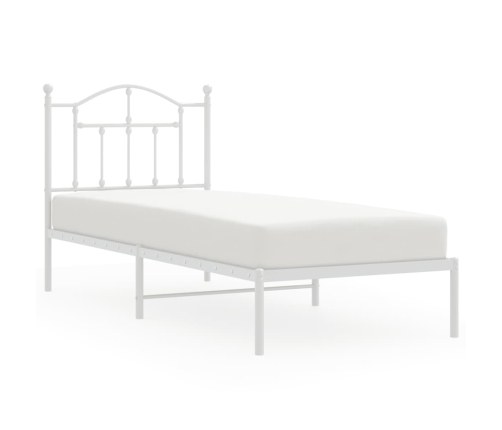 Estructura cama sin colchón con cabecero metal blanco 90x190 cm