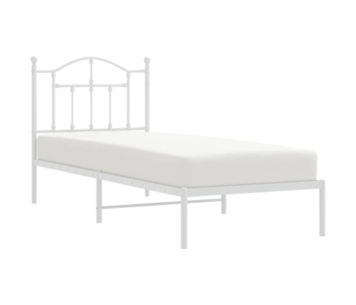 Estructura cama sin colchón con cabecero metal blanco 90x190 cm