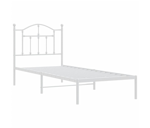 Estructura cama sin colchón con cabecero metal blanco 90x190 cm
