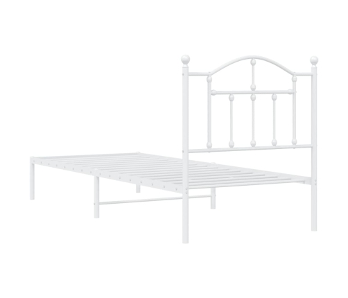 Estructura cama sin colchón con cabecero metal blanco 90x190 cm