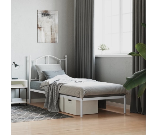 Estructura cama sin colchón con cabecero metal blanco 90x190 cm