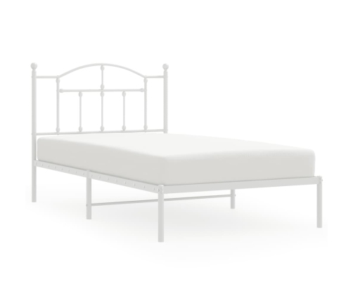 Estructura cama sin colchón con cabecero metal blanco 100x190cm