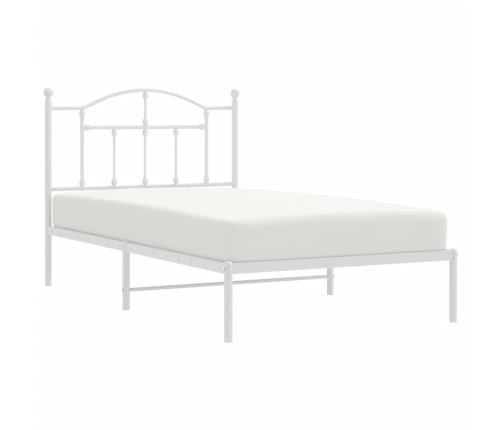 Estructura cama sin colchón con cabecero metal blanco 100x190cm