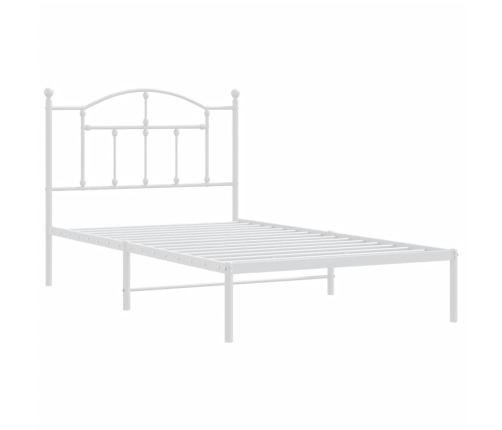 Estructura cama sin colchón con cabecero metal blanco 100x190cm