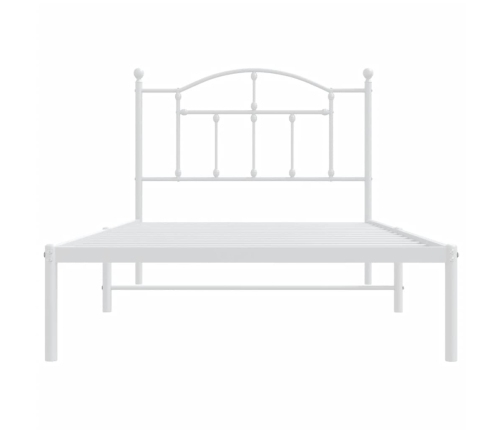 Estructura cama sin colchón con cabecero metal blanco 100x190cm