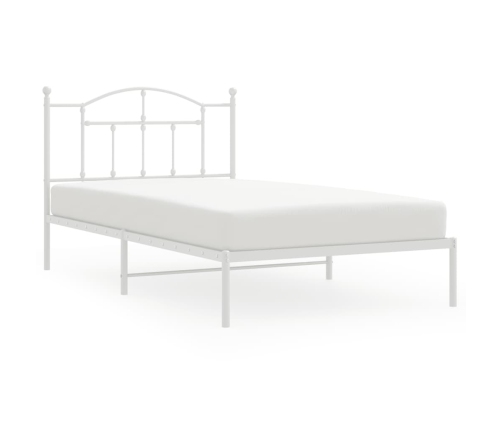 Estructura cama sin colchón con cabecero metal blanco 100x200cm