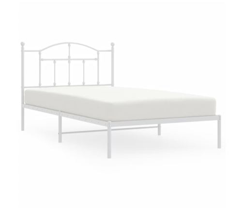 Estructura cama sin colchón con cabecero metal blanco 107x203cm