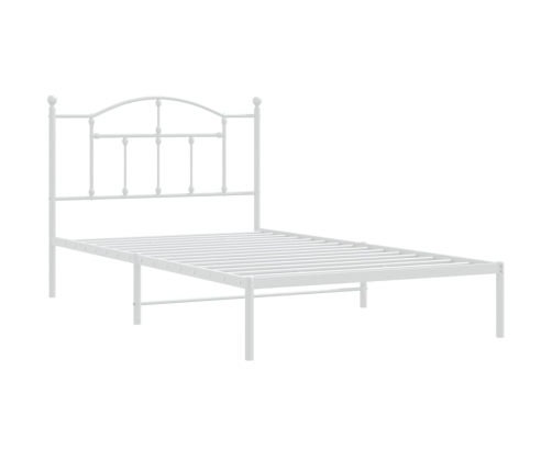 Estructura cama sin colchón con cabecero metal blanco 107x203cm