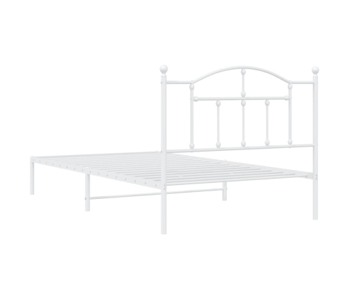 Estructura cama sin colchón con cabecero metal blanco 107x203cm