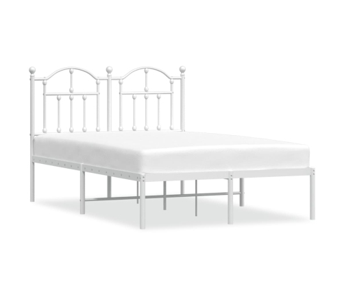 Estructura cama sin colchón con cabecero metal blanco 120x190cm