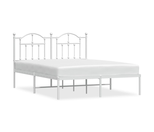 Estructura cama sin colchón con cabecero metal blanco 135x190cm