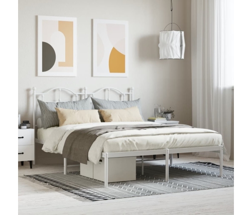 Estructura cama sin colchón con cabecero metal blanco 140x200cm