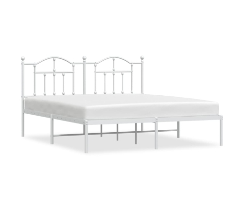 Estructura cama sin colchón con cabecero metal blanco 183x213cm