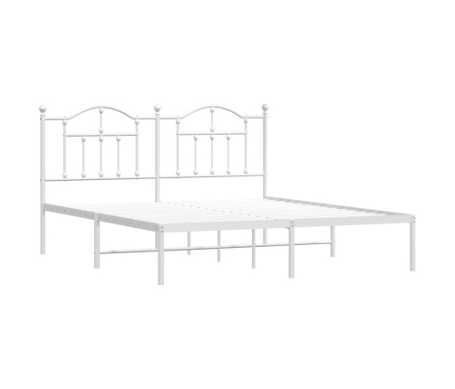 Estructura cama sin colchón con cabecero metal blanco 183x213cm