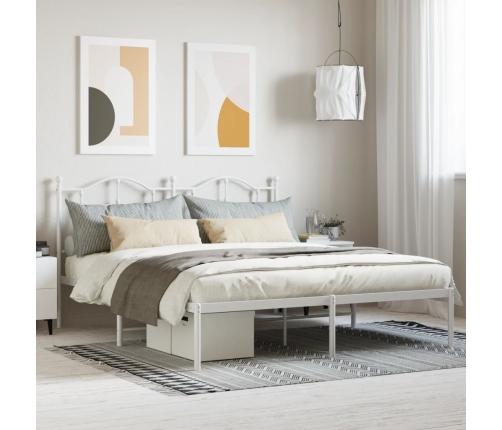 Estructura cama sin colchón con cabecero metal blanco 183x213cm