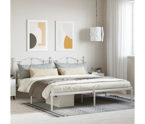 Estructura cama sin colchón con cabecero metal blanco 193x203cm