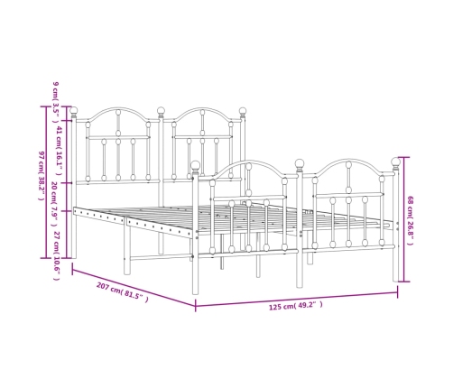 Estructura cama sin colchón con estribo metal blanco 120x200 cm