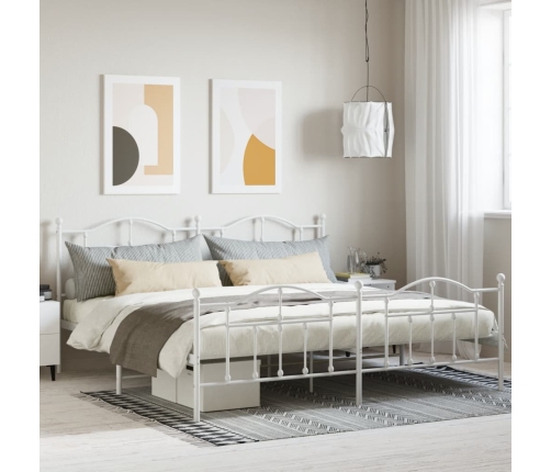 Estructura cama sin colchón con estribo metal blanco 193x203 cm